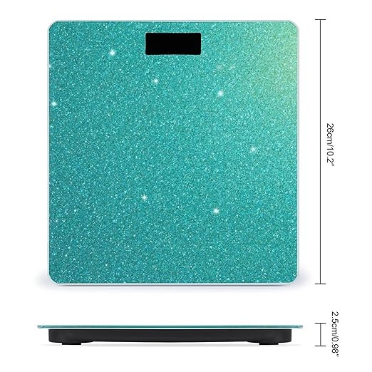 Smart Scale for Body Weight Digital Bathroom Weighing Scale Energy Saving Scale Teal Blue Glitter Sparkle Texture