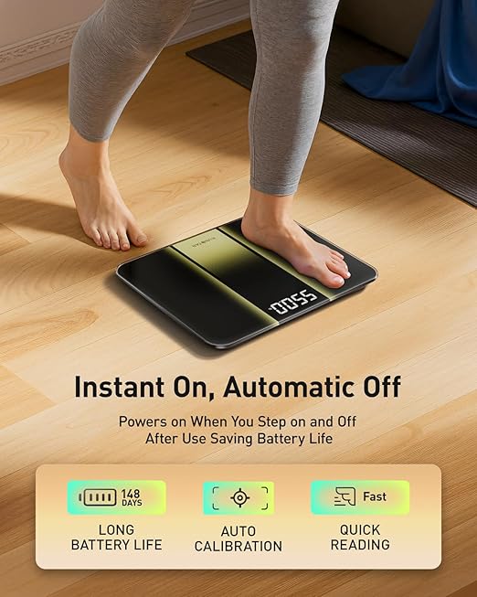 RunStar Scale for Body Weight 550lb 14-Inch Digital Bathroom Scale with Baby &amp Pet Mode Extra-Large Bright LED Display 8mm Tempered Glass for Accurate and Durable