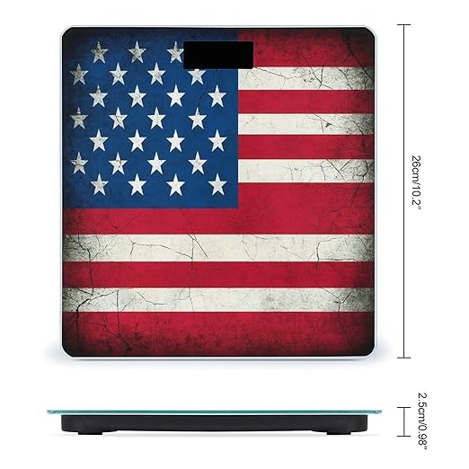 Automatic Switch Digital Bathroom Weighing Scale Smart Scale for Body Weight Grunge USA Flag