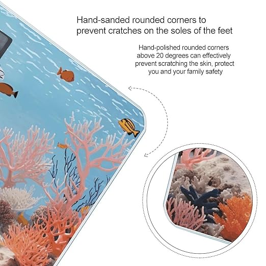 Coral Reef Digital Bathroom Scale for Body Weight Weighing Scale with Backlit LCD Display High Precision Measurements &amp Measures Weight Up to 180kg