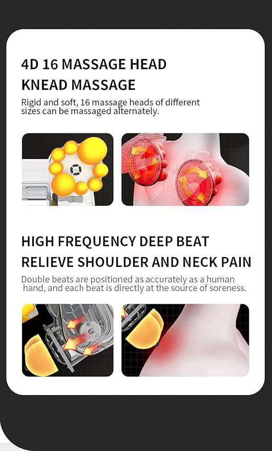 Back Shoulder and Neck Massager with 18 Massage Heads Electric Shoulder Massage for Pain Relief Home Office Multi-Function Electric Massager (Color : Plug-in)