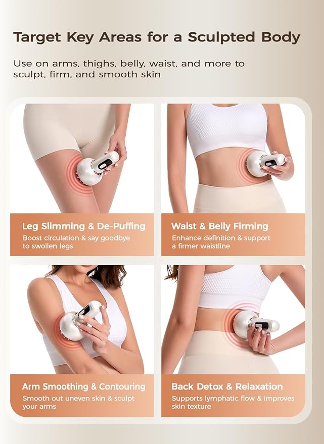 Lymphatic Drainage Massager &amp Anti Cellulite Massage Tool for Legs Arms &amp Belly BodyHelps Reduce Stretch Marks &amp Cellulitewith Microcurrent Light Heat &amp Vibration