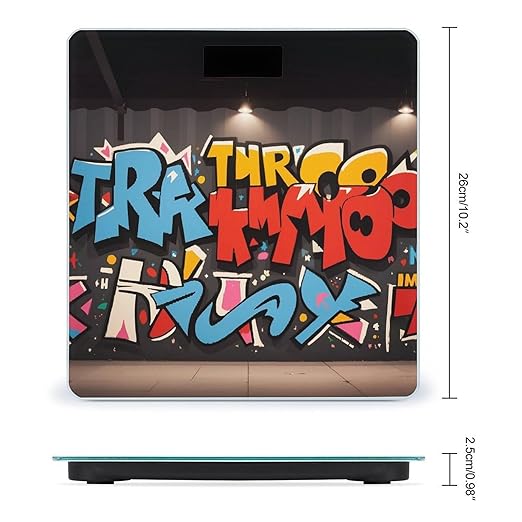 Graffiti Hip Hop Scale for Body Weight Digital Bathroom Scale Toughened Glass High Precision Scales for Body Weight with Large LCD Backlight Display Weight Scales