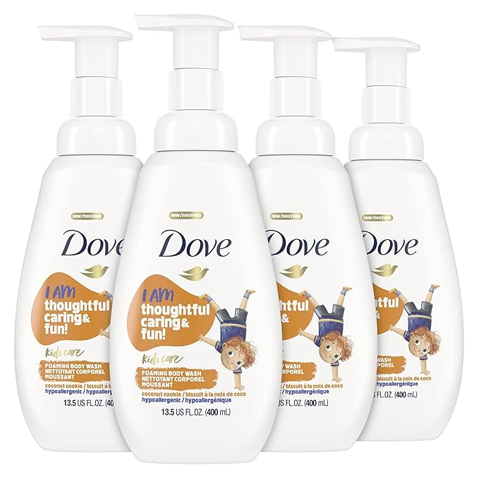 Dove Foaming Body Wash 4 Count For Kids Coconut Cookie Sulfate-Free Skin Care 13.5 Fl Oz