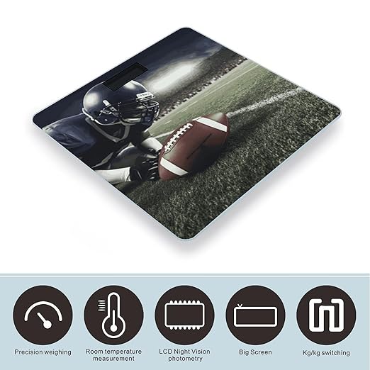 Digital Bathroom Scale for Body Weight Scale with Bright LCD Display High Accuracy Step-On Technology Auto On/Off American Football Digital Scales 400 Lbs /180kg