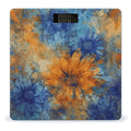 Blue and Orange Flowers Weight Scale Digital Electronic Scales Bathroom Scale Larg LCD Backlight Display High Precision MeasurementsTempered Glass