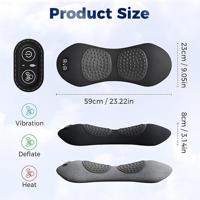 Smooth Spine Triple Fusion Back Massager 2025 Upgraded 3 in 1 Neck Shoulder Backs Massagers with Traction Vibration &amp Heat My Soothe Lab (B)