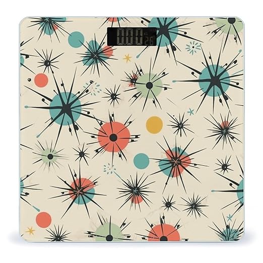 Atomic Stars Retro Pattern Scale for Body Weight Accurate Digital Bathroom Scale Toughened Glass High Precision Scales Smart Weight Scales with Large LCD Backlight Display Weighing Machine