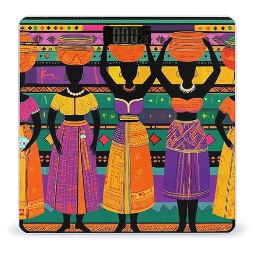Smart Scale for Body Weight Digital Bathroom Weighing Scale Energy Saving Scale Colorful Ethnic Dress Traditional African Black Women