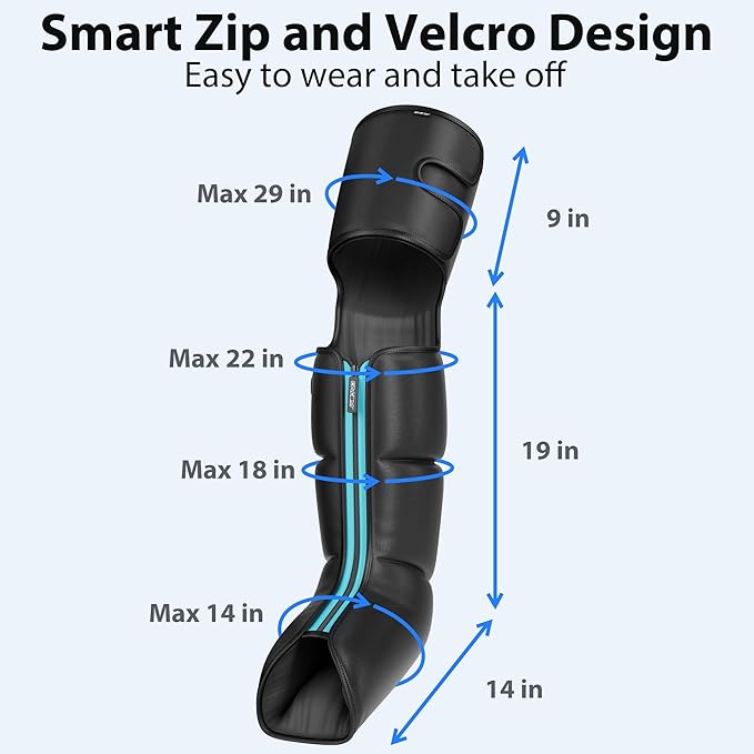 CINCOM Leg Massager for Circulation and Pain Relief Air Compression 3 in 1 Leg Massager for Foot Calf &amp Thigh Leg Compression Boots for Recovery Edema RLS Relief