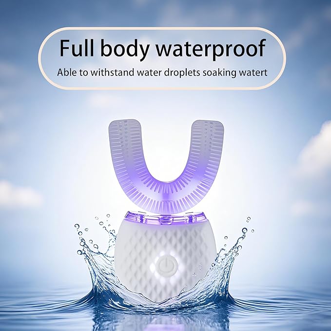 Automatic Toothbrush for Adults - Ultrasonic Electric Toothbrush Rechargeable Waterproof Design with Soft Bristles &amp 30s Timer Wireless Charging Portable Travel &amp Home Use (White)