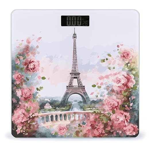 Paris Eiffel Tower with Flowers Bathroom ScaleHighly Accurate Digital Weighing Machine for People Bright LED Display Weight Scale for The Aldult Home Use