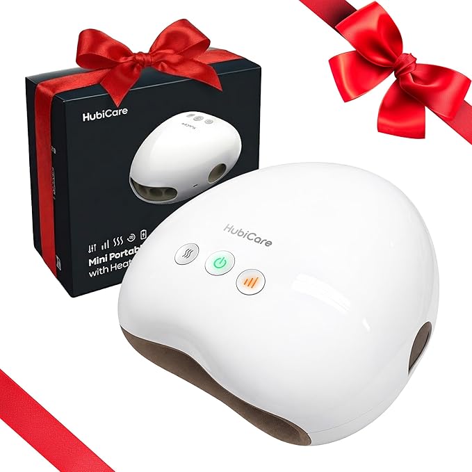 HuBDIC HubiCare Portable Hand Massager with Individual Finger Massage Cordless Heat &amp Compression for Finger Numbness &amp Arthritis Relief Compact Travel &amp Gift Design for Love Ones