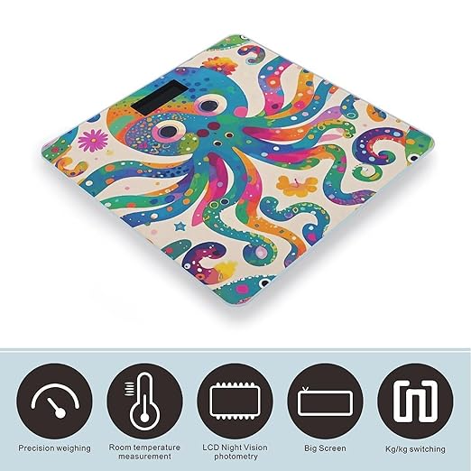 Colorful Octopus Scale for Body Weight Smart Scales Digital Bathroom Scale High Precision Weighing Scales with Large Display Weighing Machine for People