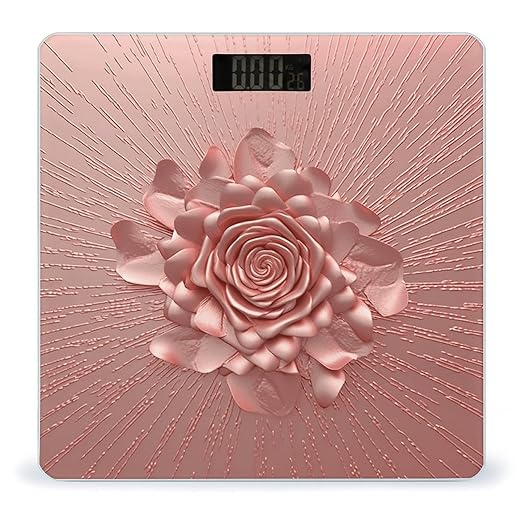 Rose Gold Pink Bathroom Scale for Body Weight LCD Display Digital Bathroom Scale Tempered Glass Bathroom Weight Scales Fashion Smart Scales for Home Bedroom 400 Lb