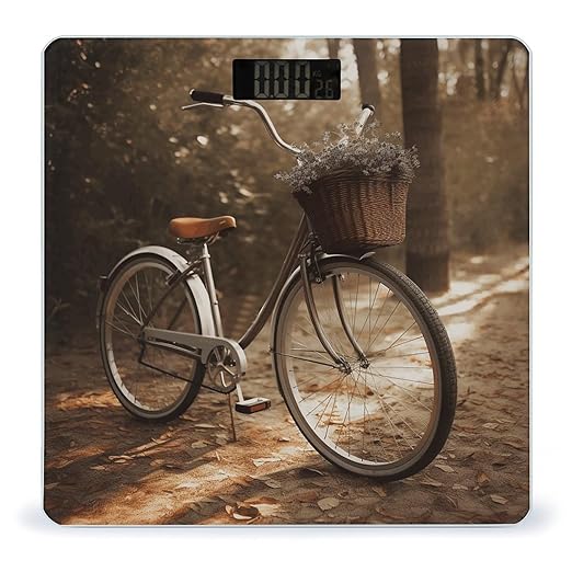 Bicycle Scale for Body Weight Anti-Slip Tempered Glass Digital Bathroom Scales Clear LCD Display Weighing Scale Safe Rounded Corners Smart Scales