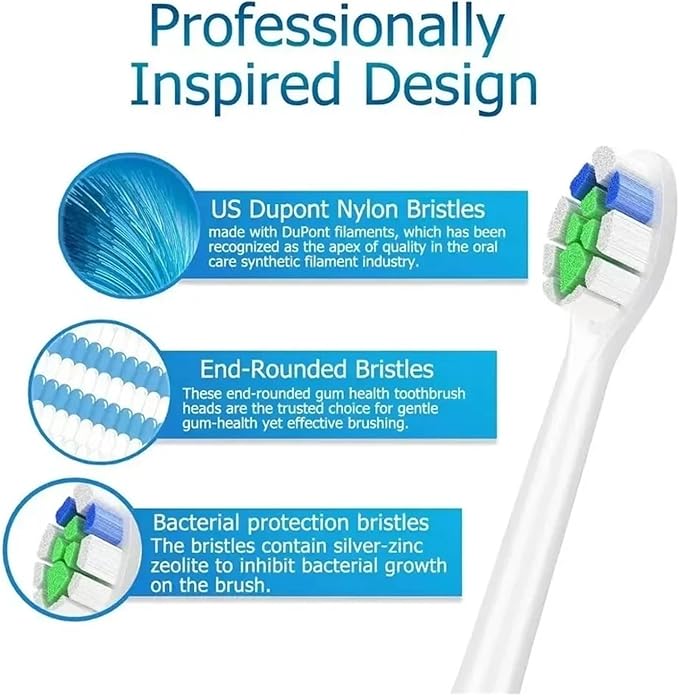 Replacement Brush Heads Compatible for Toothbrush Head HX3 HX6 HX9 Series HX3210 3211 6150 6500 6510 6530 9342 6730(8P2 8P4)