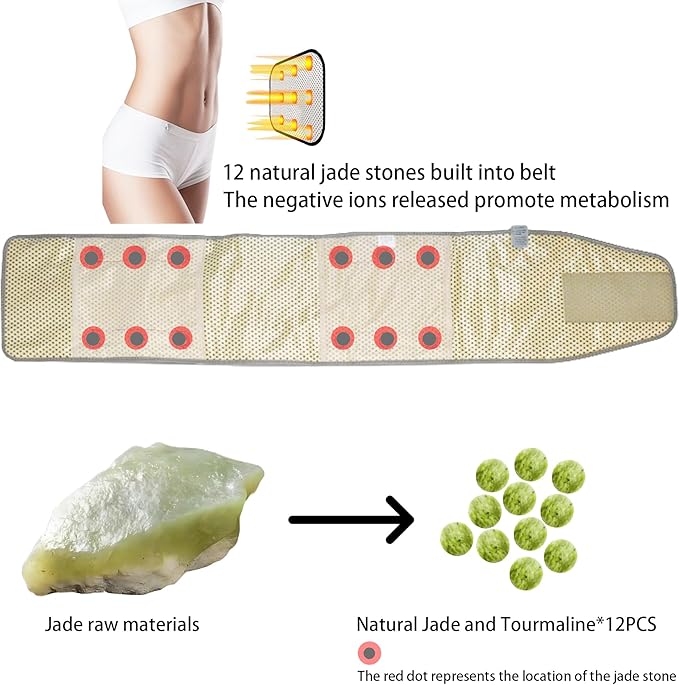 Electric Slimming Heating Belt-with 12 Natural Jade Tourmalines Hot Compress and Vibration Function-360° Full Circle Heating-Help Relieve Back and Waist Pain-50×11 Inches PU Material