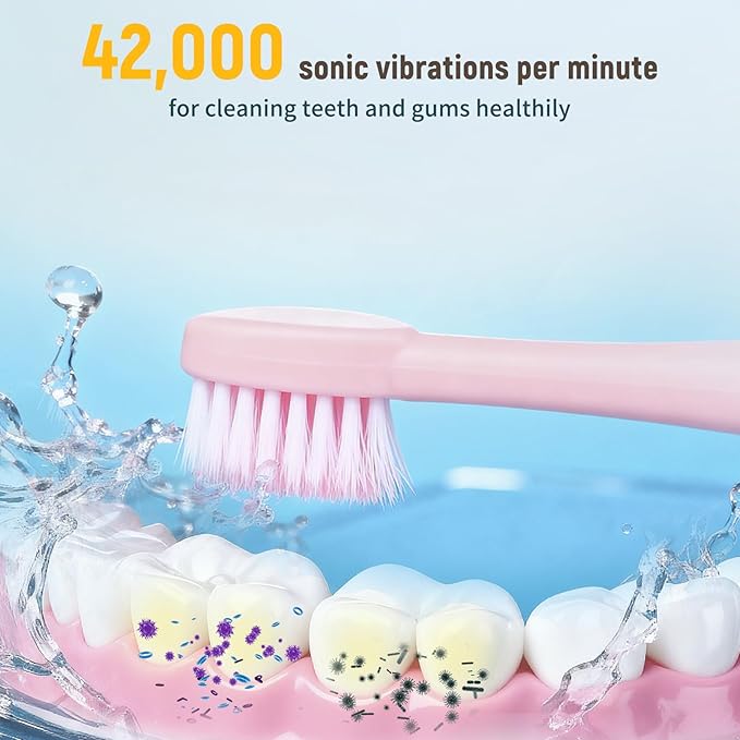 30 Pack Adult Electric Toothbrush Rechargeable Sonic Electric Toothbrush with 4 Brush Heads 6 Modes Timer Function IPX7 Waterproof 3 Colors Available