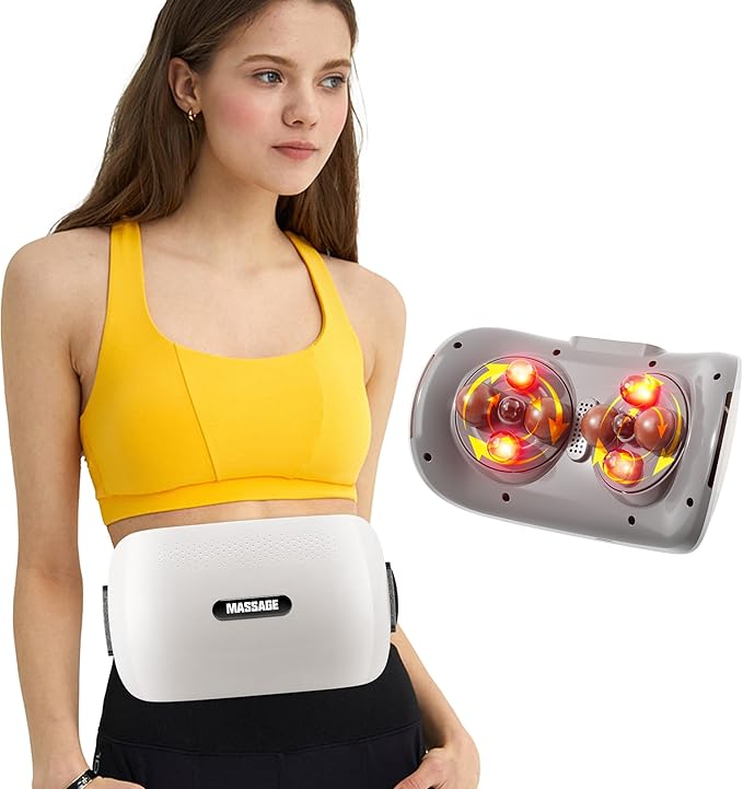 Upgraded Double Disc Abdominal Massager - Electric Stomach Massager with Bidirectional Rotation for Digestion Relieves Gas Constipation &amp Period Cramps