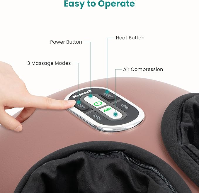 Nekteck Shiatsu Foot Massager with Heat 2026 Upgraded Air Compression Electric Heated Feet Massage for Neuropathy Plantar Fasciitis Deep Kneading Therapy Improve Blood Circulation Size Up to US 13