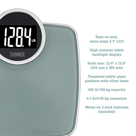 Thinner by Conair Scale for Body Weight Digital Bathroom Scale in Silver