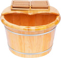 Wooden Bucket Foot Bath MassagerTall Foot Basin Wooden Bucket with Lid and Massage Roller Soaking Bath Basin Feet Relaxing Soak Spa for Home Office Foot Baths