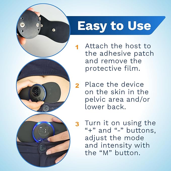 ESPF Massager for Pelvic Floor | Wireless Rechargeable EMS Mini Massager with 8 Modes Compact Muscle Stimulator with Sticky Pads for Back Waist Abdomen &amp Pelvic Area Relaxation