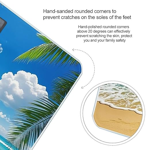 Hawaiian Beach Scale for Body Weight Highly Accurate Digital Bathroom Body Scale Digital Bathroom Scales for People Anti-Slip Large LCD Display Smart Scales