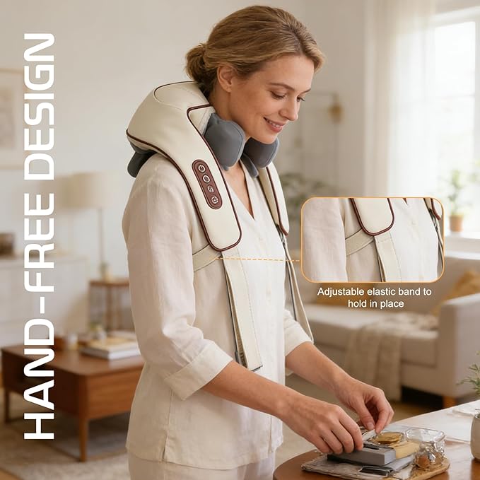 Neck Massager with Heat Therapexa Neck Massager &amp Shoulder6D Deep Kneading Shiatsu Massager for BackShoulder &amp Leg Pain Relief(Grey)