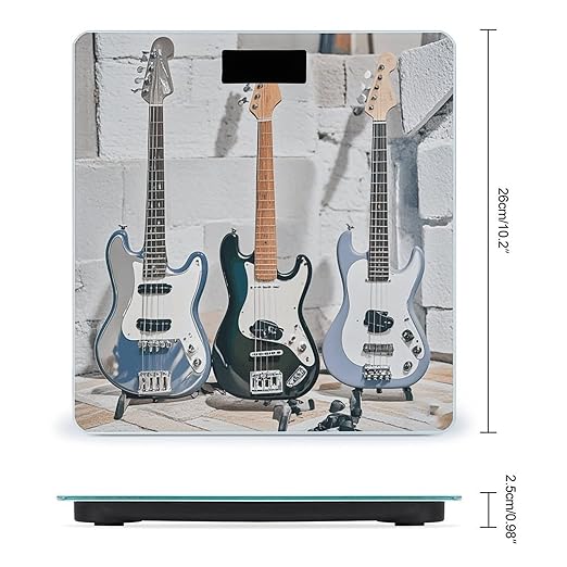 Guitar Bass Music Musical Instruments Bathroom Scale for Body Weight Bathroom Digital Electronic Weighing Scale with Back Lit LED Display Sturdy Tempered Glass Weight Watchers Scales 400lb