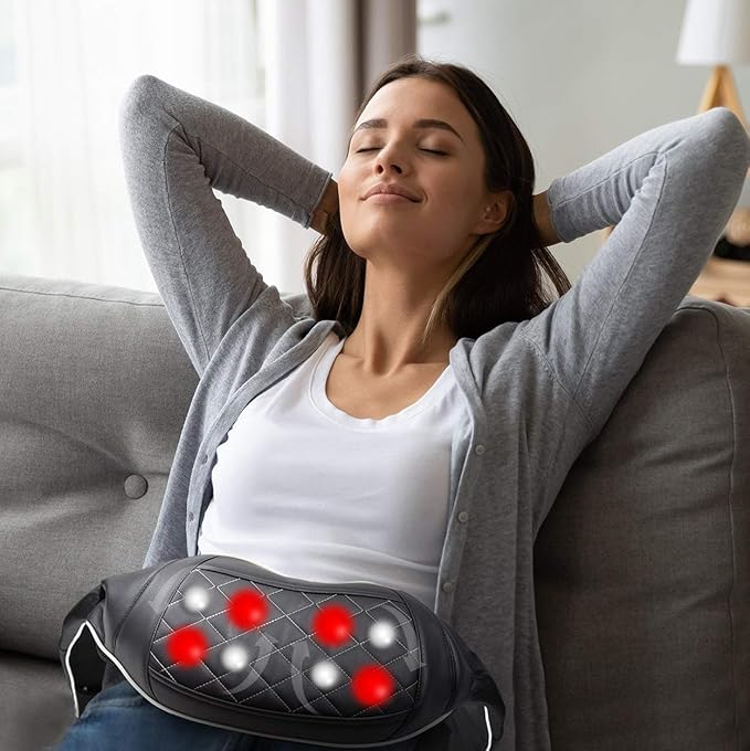 Shiatsu Neck Massager for Pain Relief Deep Tissue with Heat 3D Kneading Massage Pillow Back Shoulder Massagerfor Body Muscle Plug-in Use for Home Office Car Gifts for Mom Dad Him Her