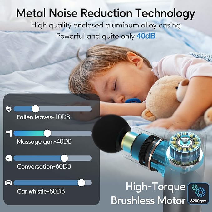 arboleaf Massage Gun Deep Tissue Full-Metal Electric Portable Hand Held Massager Gun with Case for Back Body Sore Muscles Pain Relief Gifts for Dad Office Home Athletes