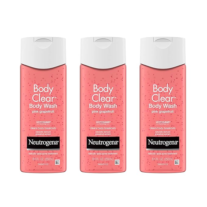 Neutrogena Body Clear Acne Body Wash Pink Grapefruit - Salicylic Acid Formula for Breakout Treatment Exfoliating Cleanser for Clear Skin 8.5 fl. oz. Bottle 3-Pack