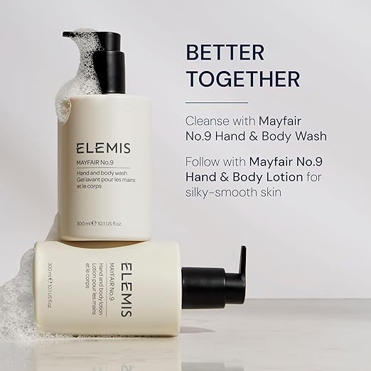 ELEMIS Mayfair No.9 Hand &amp Body Wash Cleanses Hydrates and Refreshes 95% Biodegradable PEG- and SLS-Free Refillable + Recyclable Bottle 300ml