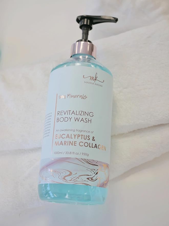 Manna Kadar Beauty Dead Sea Minerals Revitalizing Body Wash Eucalyptus &amp Marine Collagen - Clean Soothe Revitalizes Rejuvenates Skin Shower Gel