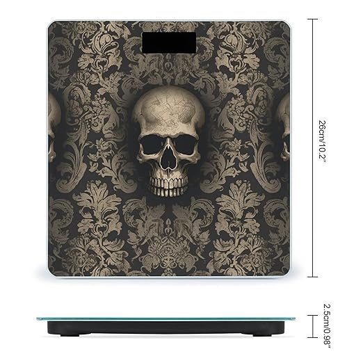 Gothic Wallpaper Skull Scale for Body Weight Accurate Digital Bathroom Scale Toughened Glass High Precision Scales Smart Weight Scales with Large LCD Backlight Display Weighing Machine