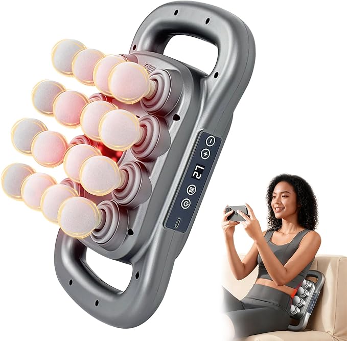 16-Head Deep Tissue Massage Gun 2026 Portable Handheld Back Massager 9 Modes &amp 9 Intensity Levels Electric Percussion Muscle Body Massager for Neck and Shoulder Pain Relief Gifts for Men &amp