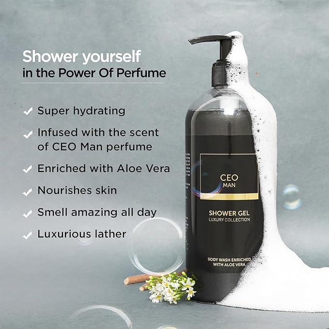 BVita Luxury CEO MAN Body Wash Refreshing Shower Gel for Deep Cleansing Hydrating &amp Moisturising Skin with Aloe Vera &amp Charcoal Powder 500 Ml