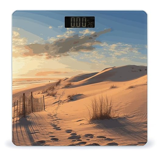 Sand Dunes Digital Bathroom Scale for Body Weight with High Precision Digital Weighing Scale with BMI Clear LCD Display and Step-On Measures Weight Up to 180kg