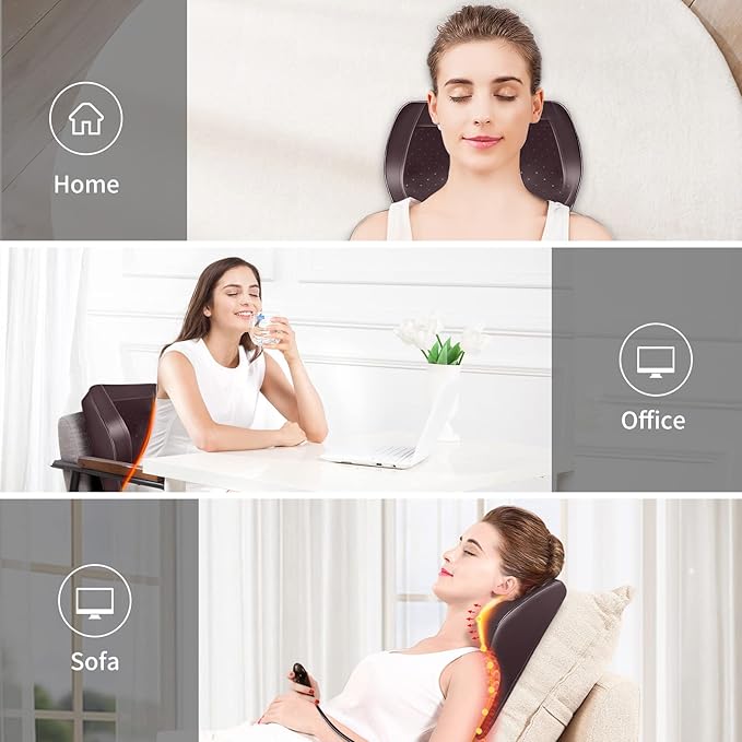 Back Massager Neck Massager with Heat Shiatsu Massage Pillow for Pain Relief Massagers for Neck and Back Shoulder Leg Christmas Gifts for Men Women Mom Dad Stress Relax at Home Office and Car