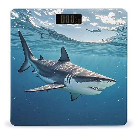 Ocean Sea Animal Shark Scale for Body Weight Accurate Digital Bathroom Scale Toughened Glass High Precision Scales Smart Weight Scales with Large LCD Backlight Display Weighing Machine