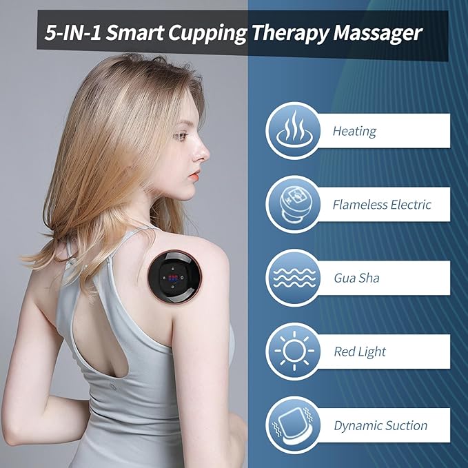 5-in-1 Smart Dynamic Cupping Set for Massage Therapy 12 Levels Smart Dynamic Cupping Set for Targeted Pain Relief Knots Aches Muscle Soreness- 1Pcs