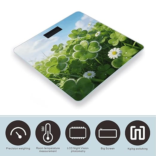 Clover Green Smart Scale for Body Weight Digital Bathroom Scale Toughened Glass Weight Scale with Large LCD Backlight Display High Precision Scales Weighing Machine
