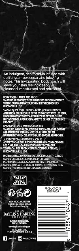 Baylis &amp Harding Liquid Body Wash Soap Elements Dark Amber &amp Fig 16.9oz/500ml (4-Pack)