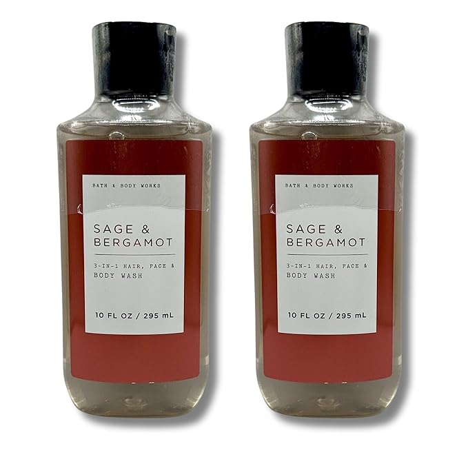 Bath &amp Body Works Shower Gel Gift Set 10oz Each Pack of 2 (Sage and Bergamot)