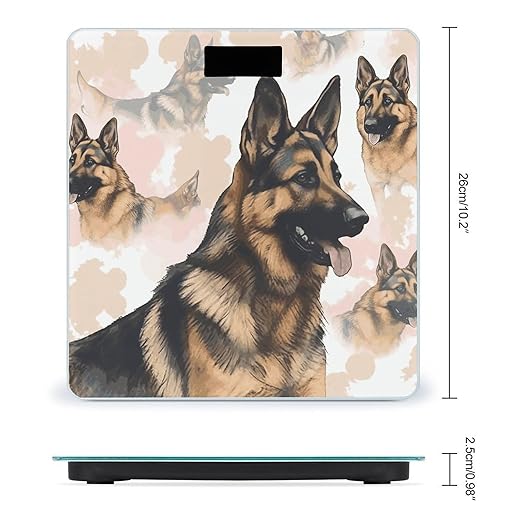 Digital Bathroom Scale for Body Weight Scale with Bright LCD Display High Accuracy Step-On Technology Auto On/Off German Shepherd Dog Lovers Digital Scales 400 Lbs /180kg