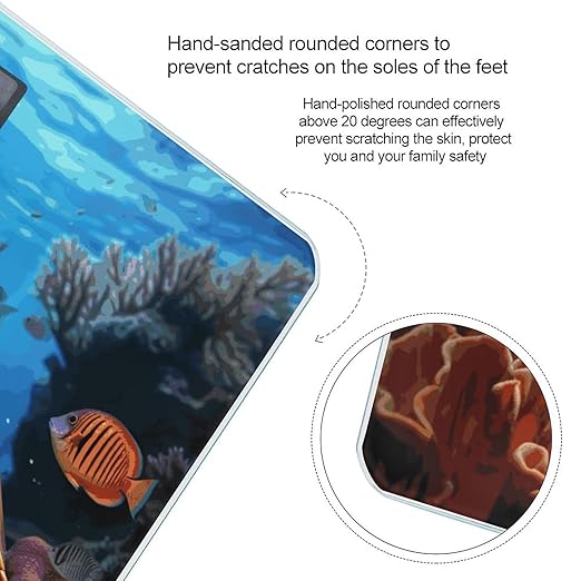Ocean Animal Turtle Scale for Body Weight Anti-Slip Digital Bathroom Scale Sturdy Toughened Glass Weighing Scales High Precision Safe Rounded Corners Smart Scales