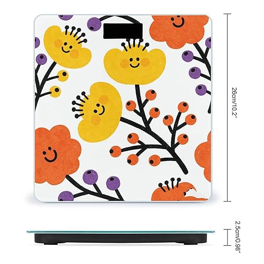 Flower Branch Pattern Cute Weight ScaleClear LED Display Bathroom Digital Weighing ScaleTempered Glass Digital Bathroom Scale for Body Weight Capacity Up to 400 Lbs