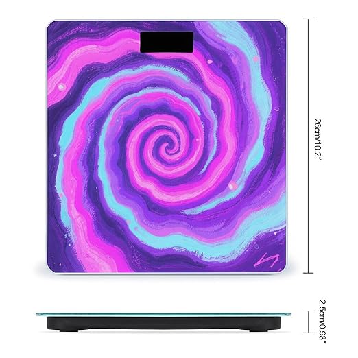 Purple - Pink Vortex Scale for Body Weight Highly Accurate Digital Bathroom Electronic Weighing Machine for People LCD Display Large Size Tempered Glass for Safe Home Use